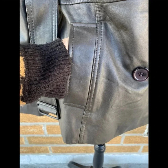 REISS double breasted leather jacket Sz 10 - Picture 6 of 16